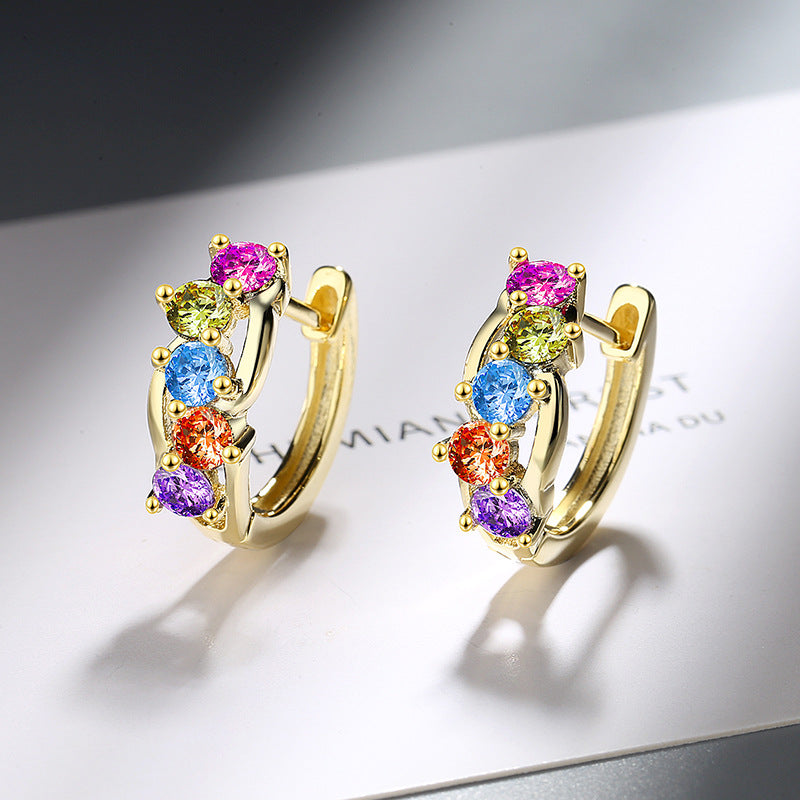 Wholesale Short Colored Diamond Copper Earrings